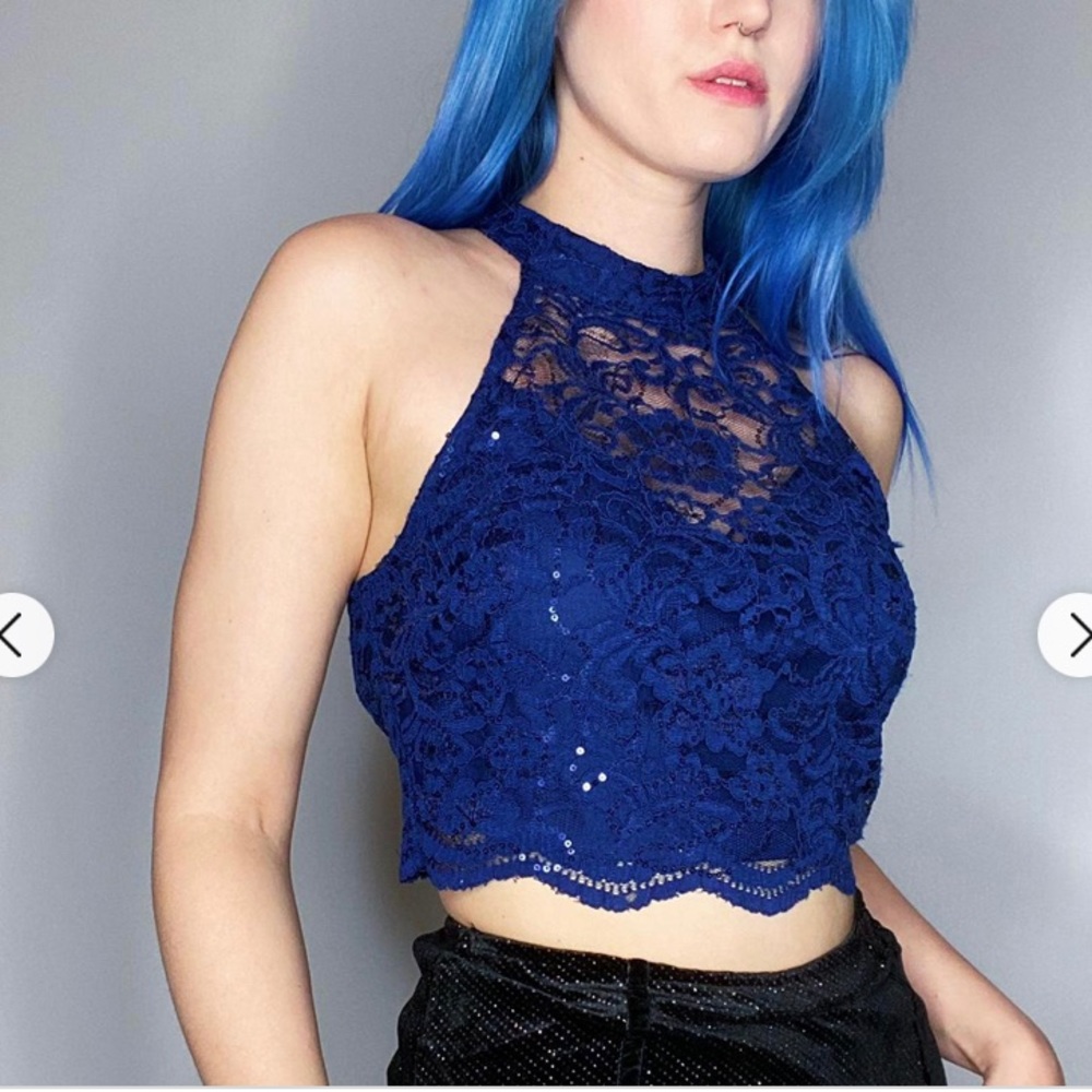Love Reign Sequin Crop Halter Top